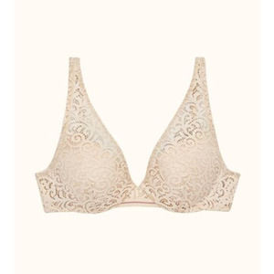 ThirdLove Artisan Lace Contour Plunge Bra French Vanilla Sz 38D Cream Ivory Tan